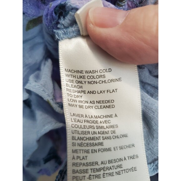 FREE PEOPLE DAPHNE Lace Smocked Cropped Long Sleeve Babydoll Top Blue Small NWT - Picture 7 of 9